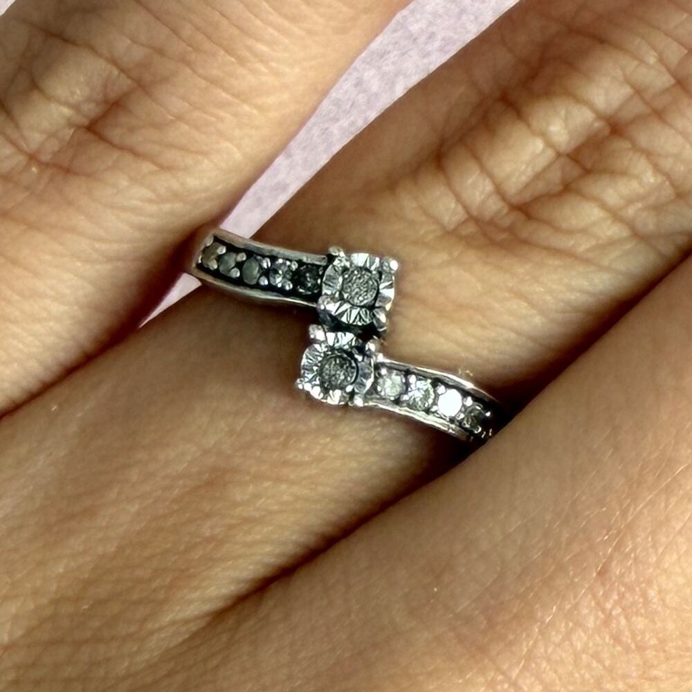 chuck clemency sterling silver diamond accent ring size 7